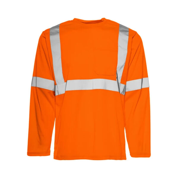 Long Sleeve Polyester Traffic T-Shirt, 2″ Refl. Tape Thumbnail
